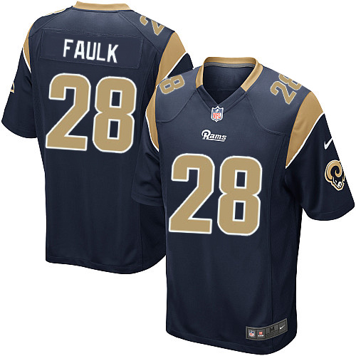 Youth Elite Marshall Faulk Nike Jersey Navy Blue Home - #28 NFL Los Angeles Rams